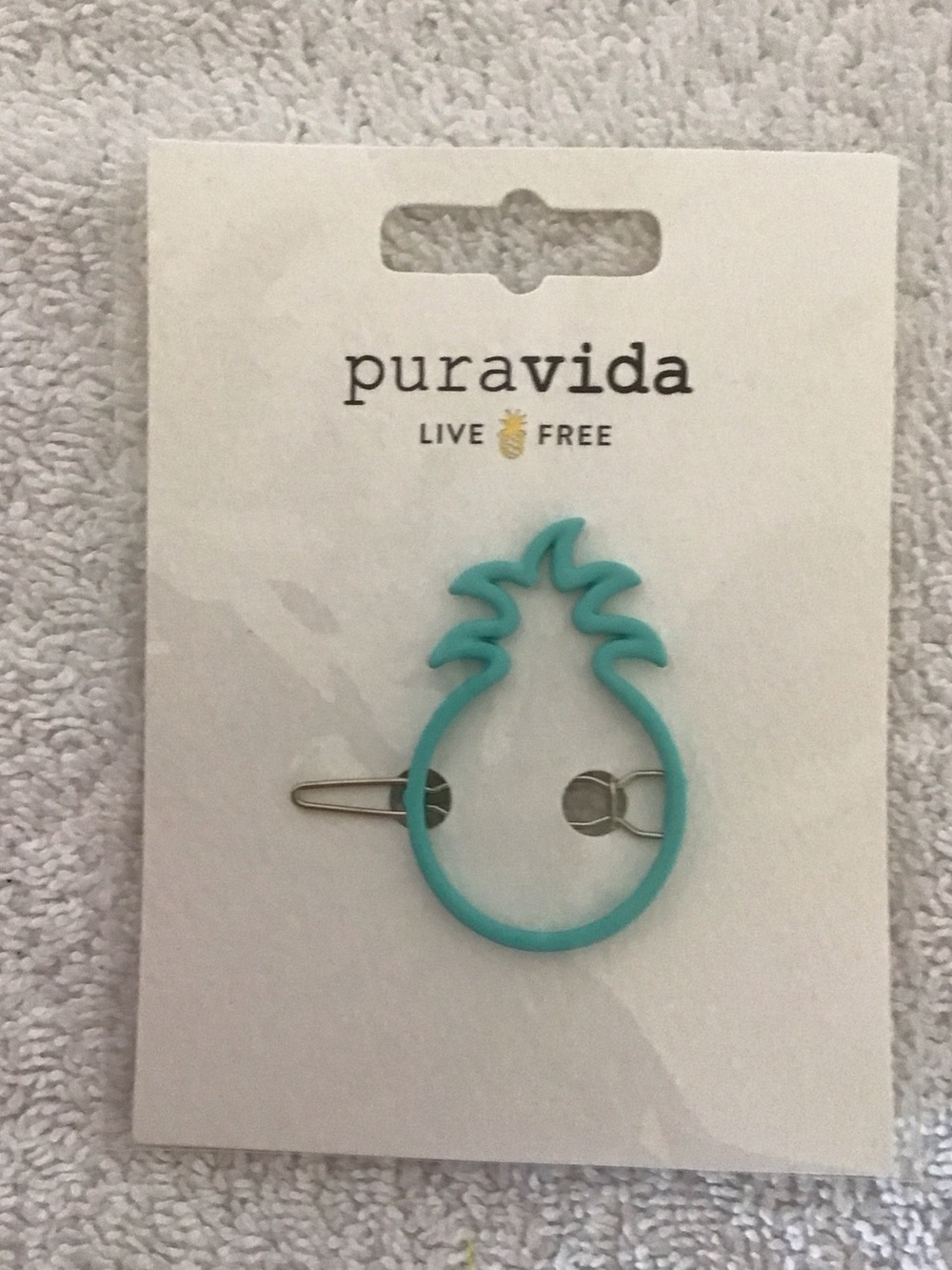 Pura Vida Blue Enamel Teal Pineapple Hair Clip
